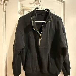 Black Zip-Front Pullover with Ring Zipper and matching pants